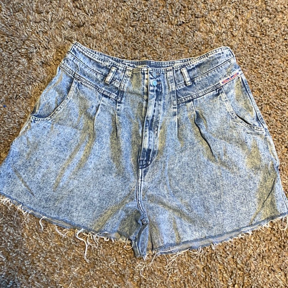 Super High Waist Acid Wash 80s Denim Cutoffs